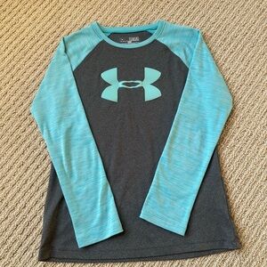 Under Armour Kids' Teal and Charcoal Long Sleeve Tee
